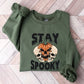 Skull Hoodie,Retro Stay Spooky Sweatshirt, Halloween Skeleton Sweater