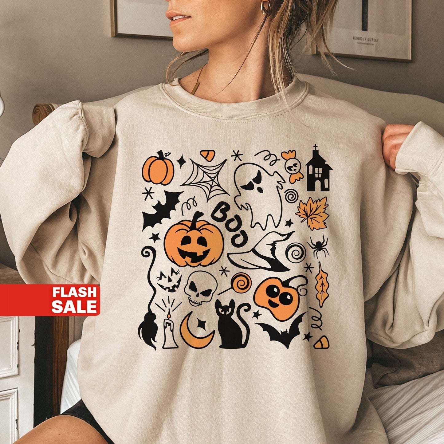 Vintage Halloween Sweatshirt, Halloween Sweater, Halloween Shirts for Women
