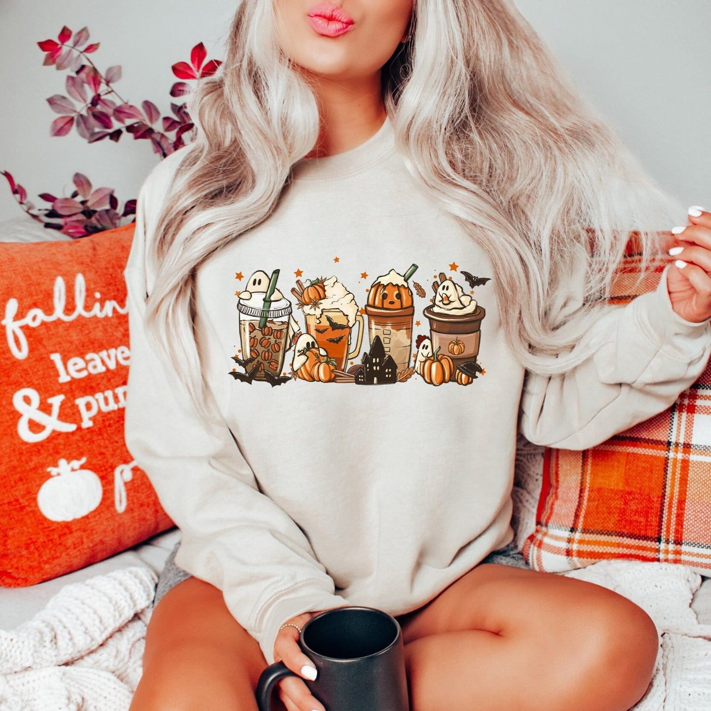 Pumpkin Spice Sweatshirt, Fall Coffee Sweatshirt for Women