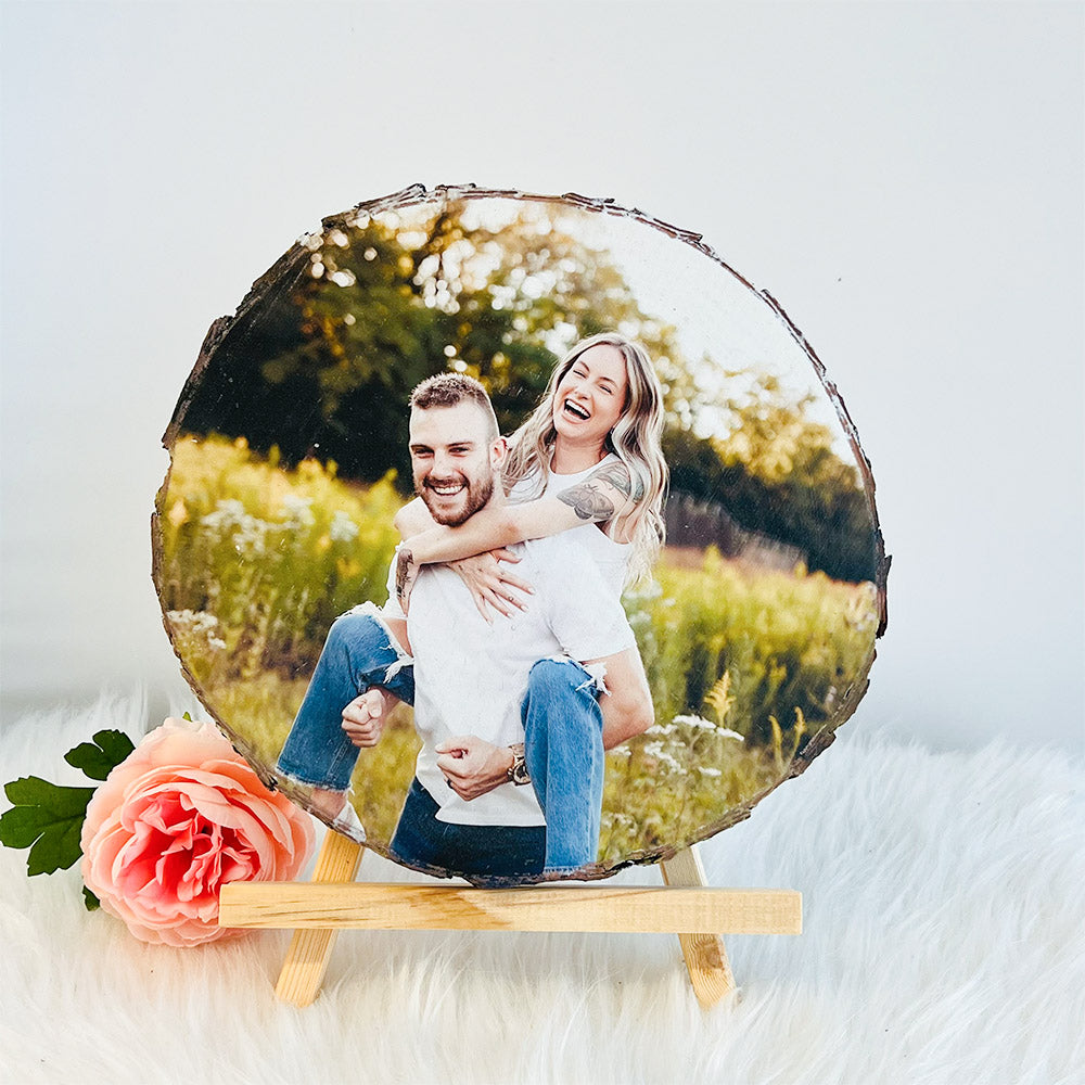 Wood Slice Photo Custom Wood Slice Valentine's Day Anniversary Gift