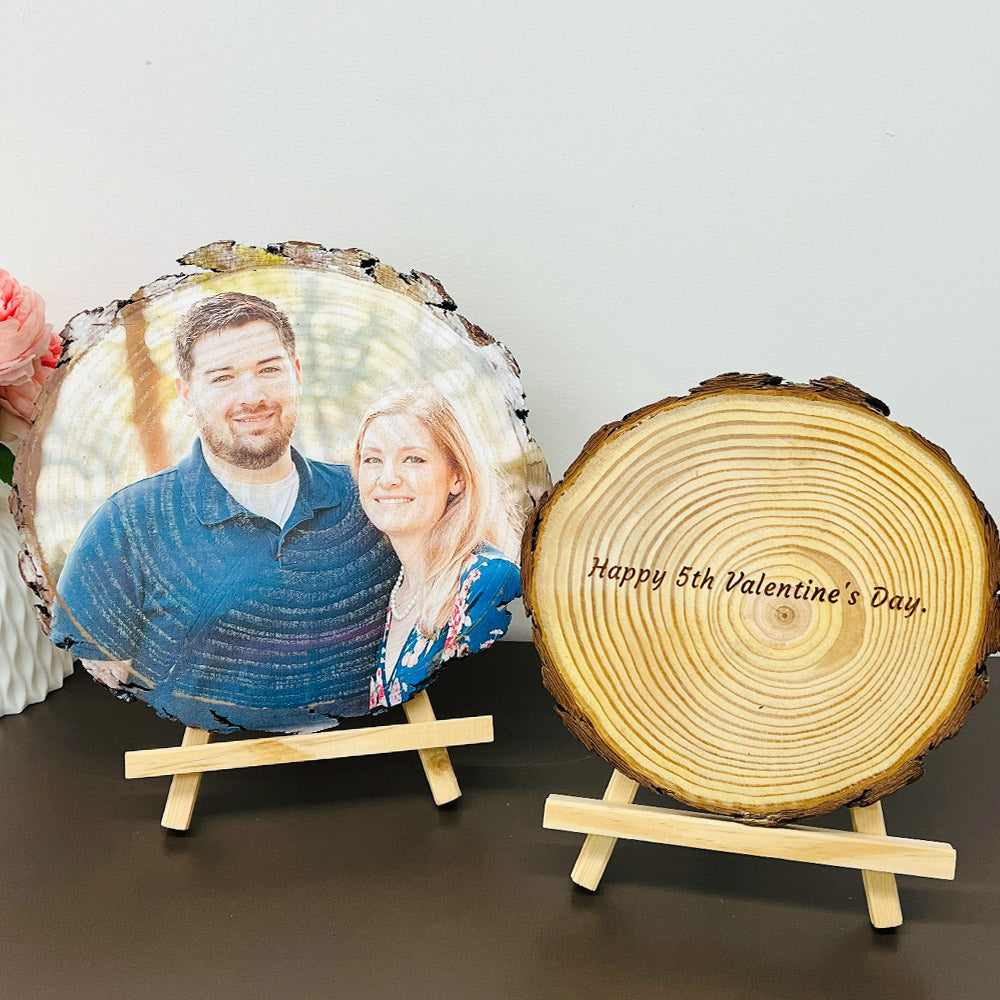 Wood Slice Photo Custom Wood Slice Valentine's Day Anniversary Gift