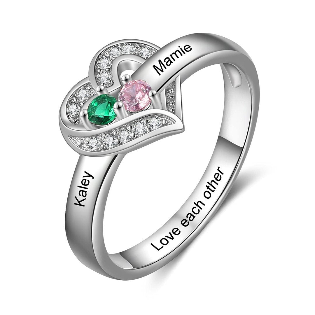 Customized Heart Birthstone Ring