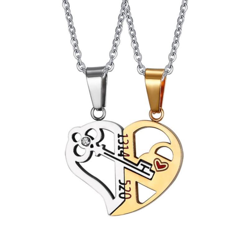 Heart-shaped Key Necklace Set