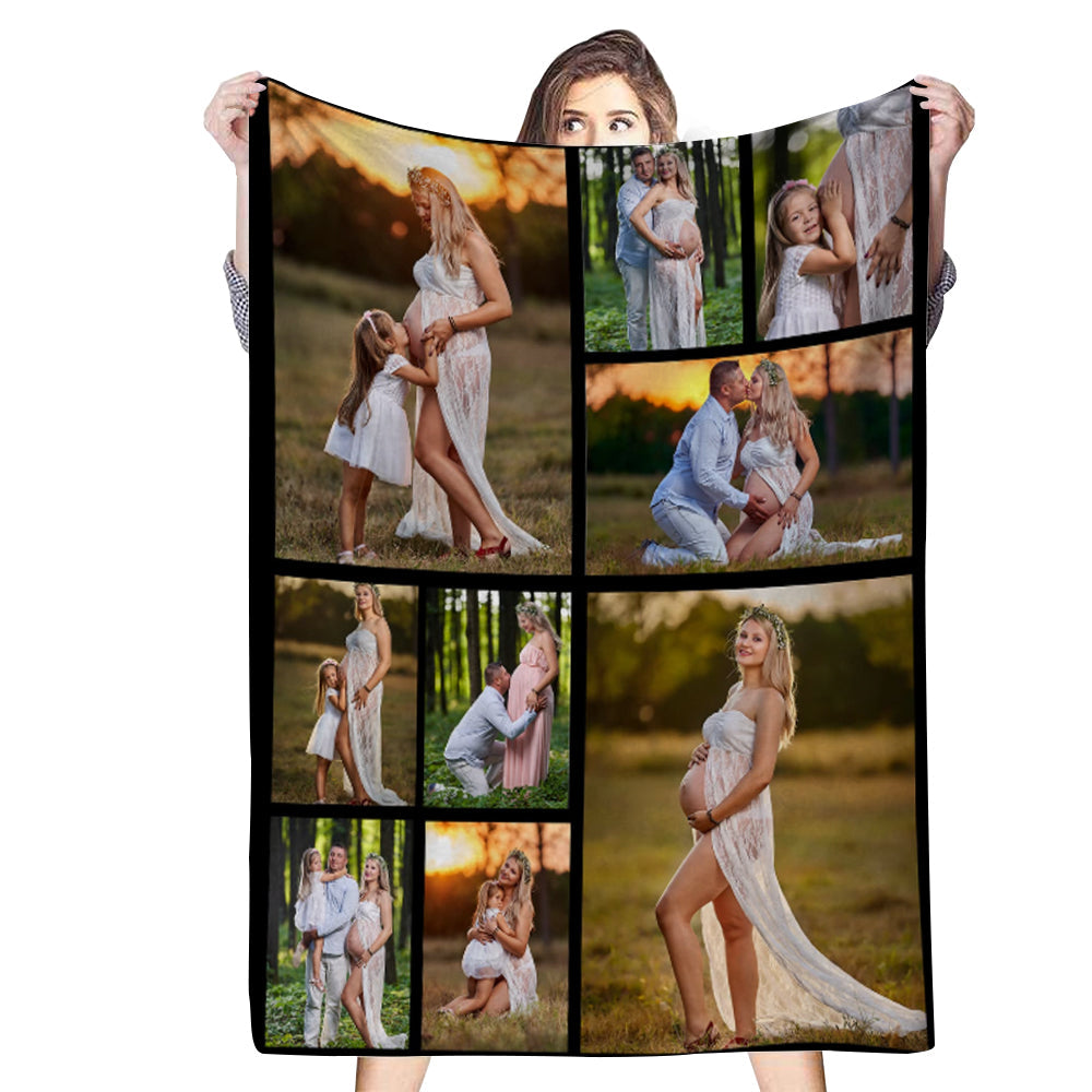 Personalized 9 Photos Blankets Fleece Throw Blanket Gift for Family💞