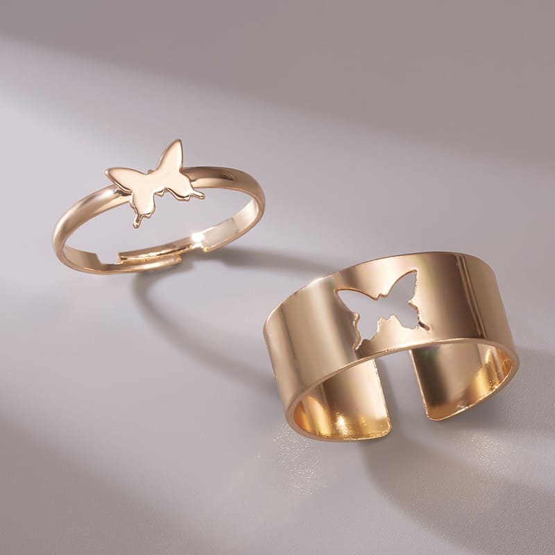 Cutout Adjustable Couple Ring Set