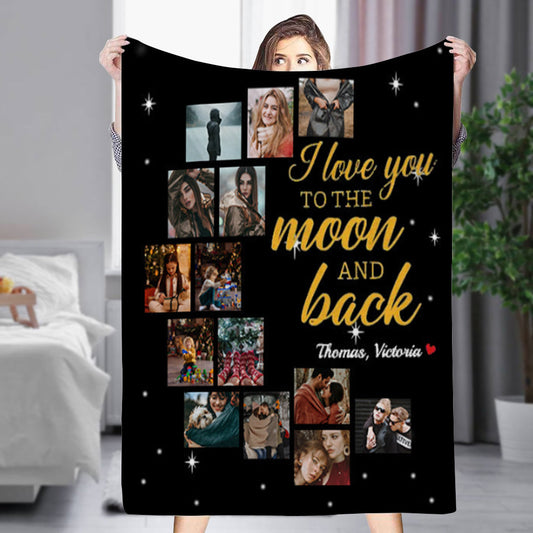 Personalized 14 Photos Blankets Fleece Blanket Gift for Her/Him💞