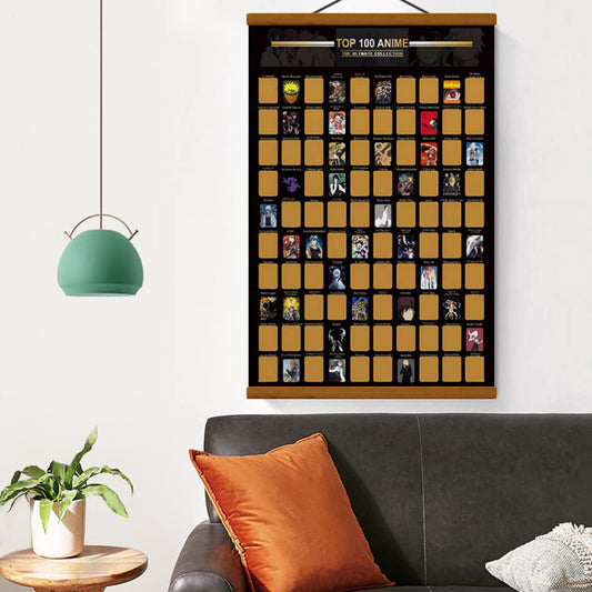 Top 100 Anime Scratch Off Poster, Great Gift for Anime Enthusiasts