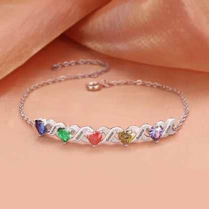 Customized Heart Birthstone Bracelet