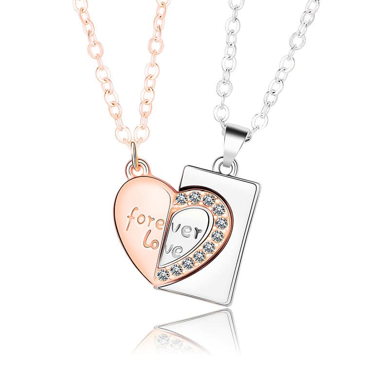Hearts Always Connected Couples Necklace Set