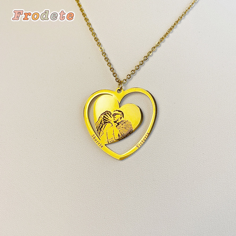 Personalised Heart Photo Engraving Necklace👩‍❤️‍👨