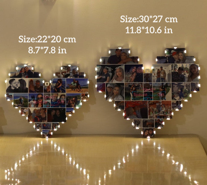 Custom Heart Shape Photo Collage Lamp with Photos