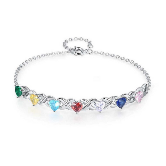 Customized Heart Birthstone Bracelet