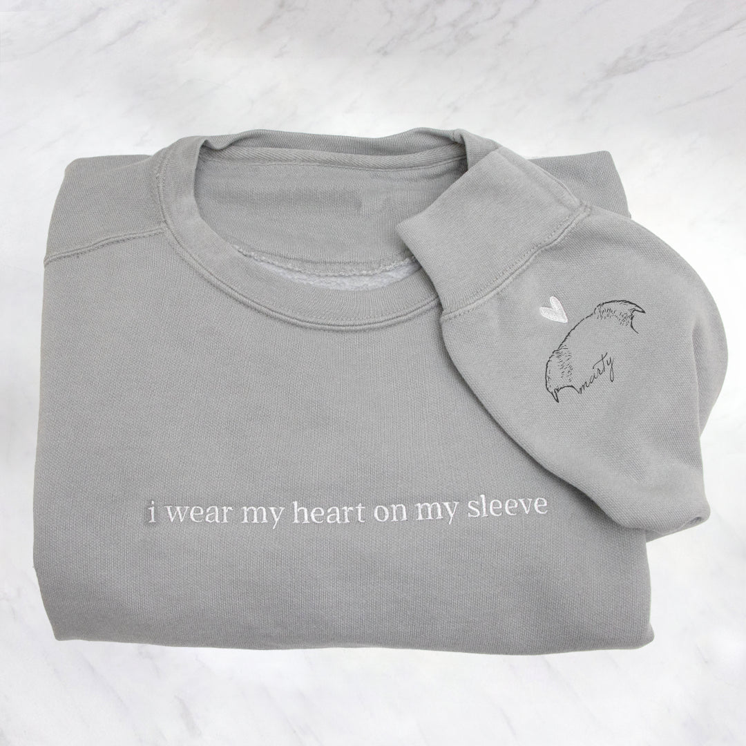 Custom "HEART ON MY SLEEVE" With Pet Ears Outline Drawing