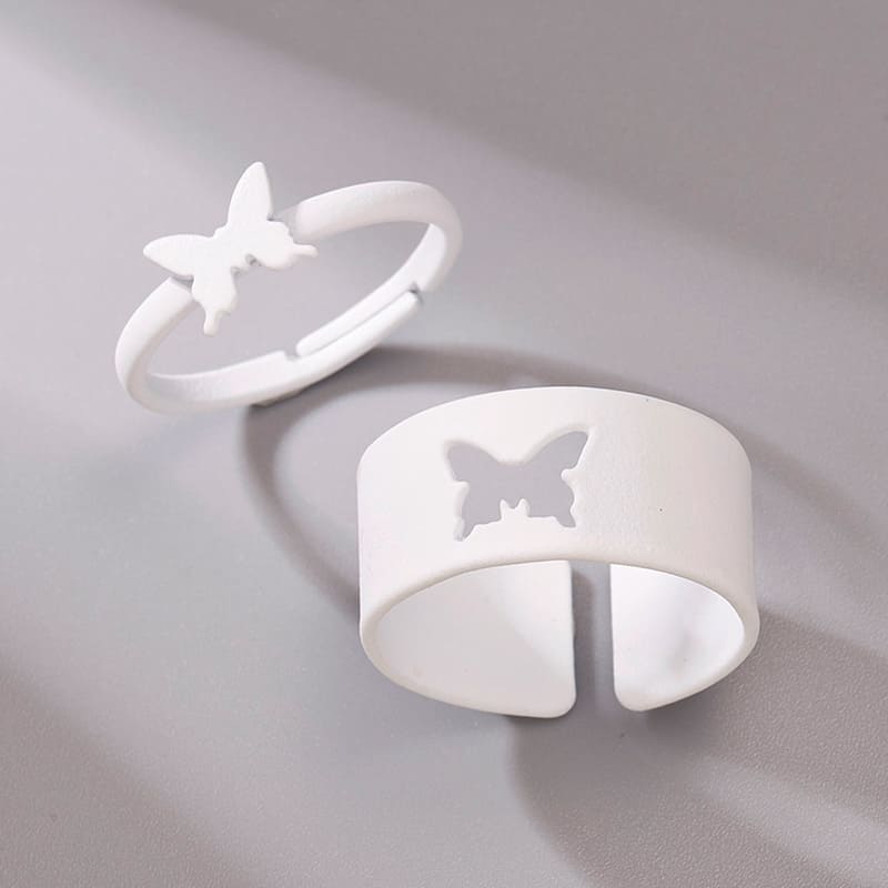 Cutout Adjustable Couple Ring Set