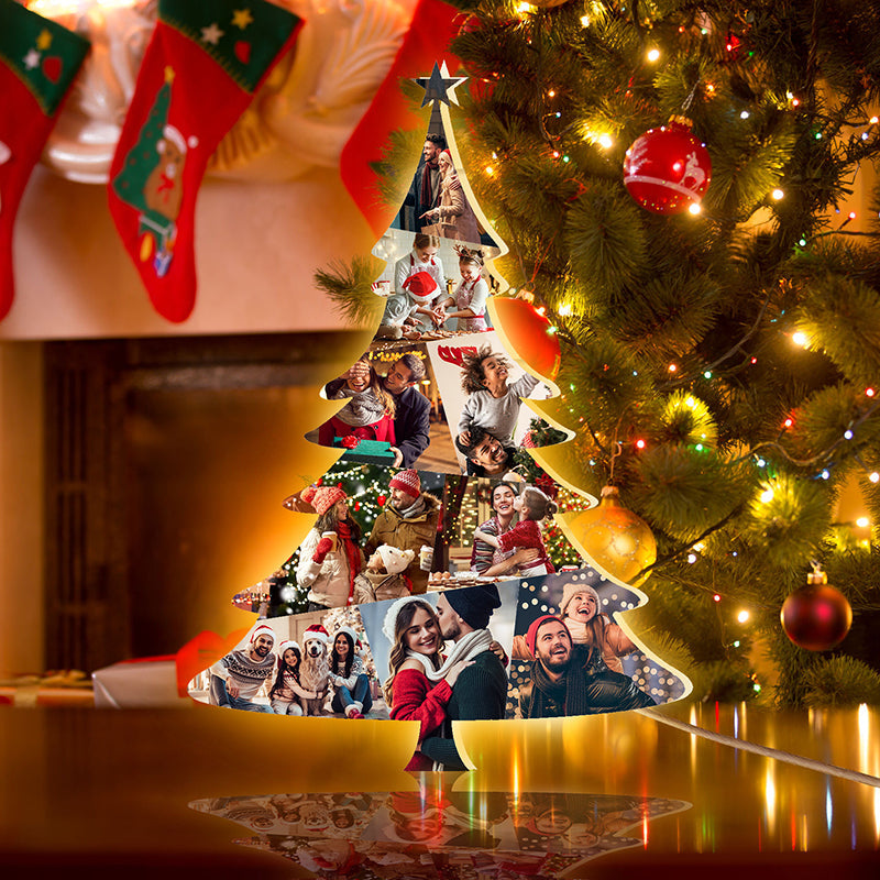 Custom Christmas Tree Shape Photo Collage Lamp with Photos