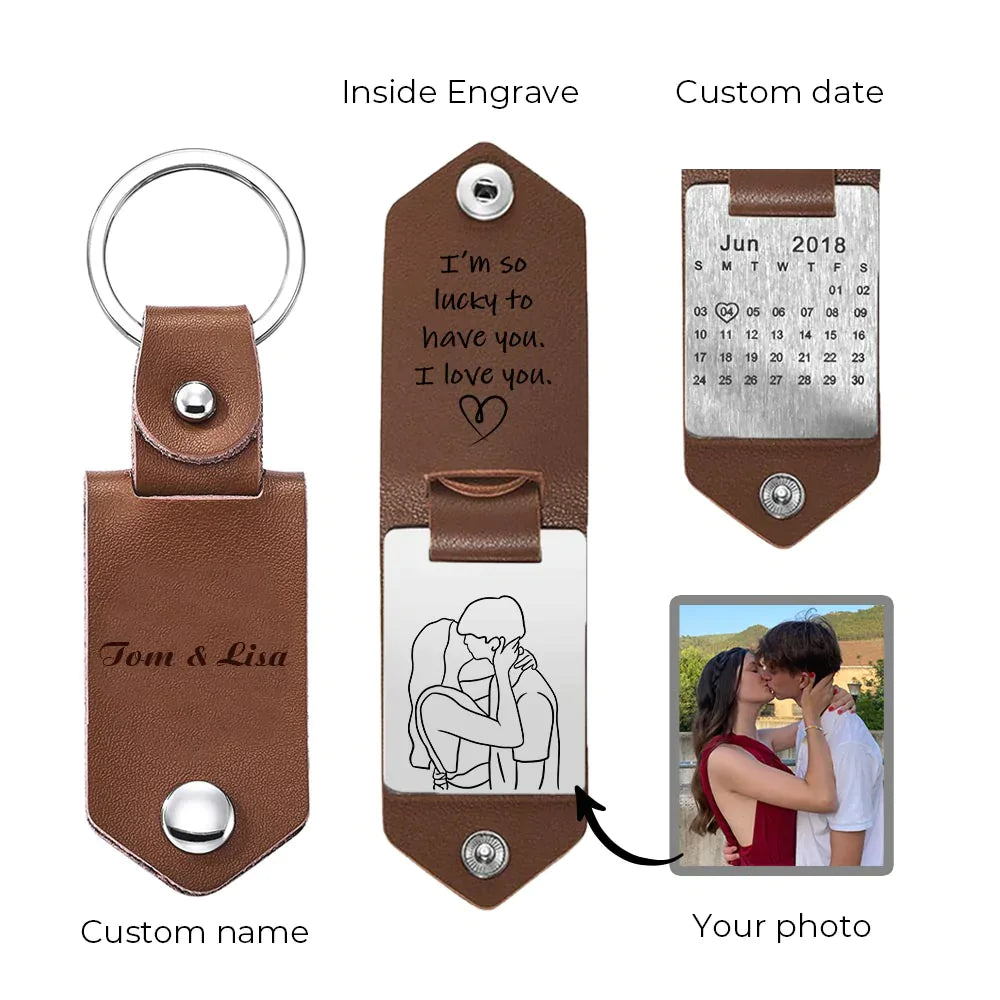 Drive Safe Custom Leather Keychain, Gift For Your Love