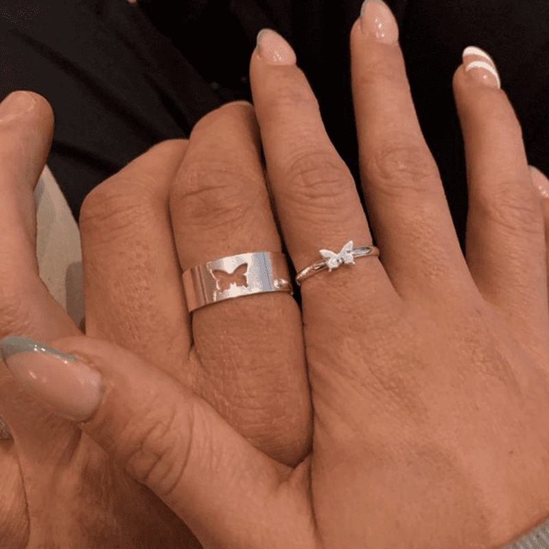 Cutout Adjustable Couple Ring Set