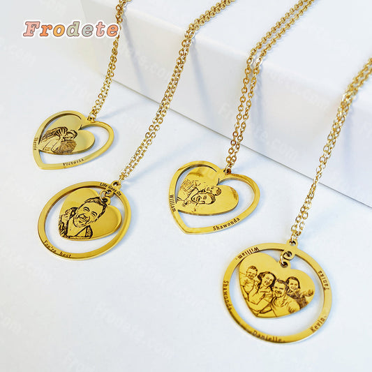 Personalised Heart Photo Engraving Necklace👩‍❤️‍👨