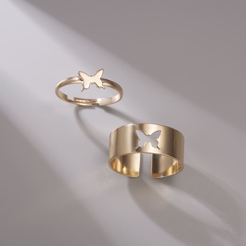 Cutout Adjustable Couple Ring Set