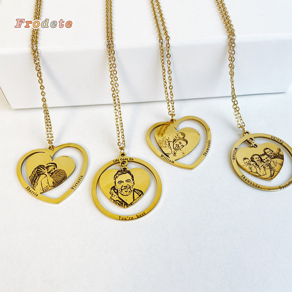 Personalised Heart Photo Engraving Necklace👩‍❤️‍👨