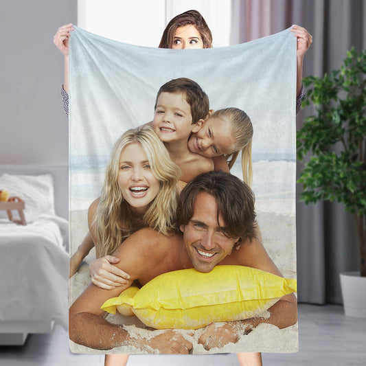 Custom 1 Photo Fleece Blankets for Couple Family 💞