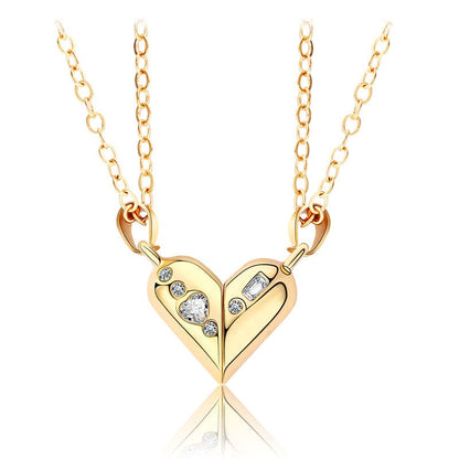 Rotating Heart Capsule Magnetic Attract Necklace Set