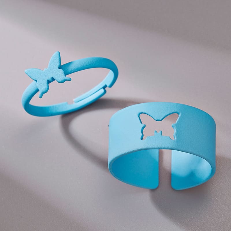 Cutout Adjustable Couple Ring Set