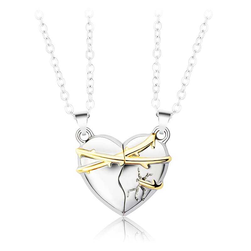 Heart Link Magnetic Attract Necklace Set