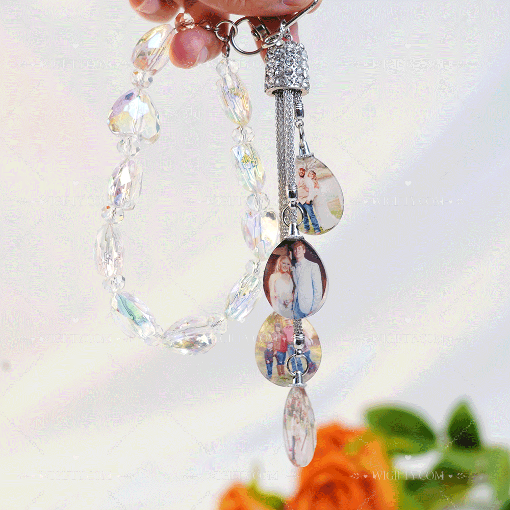 Personalized Photo Lucky Crystal Keychain