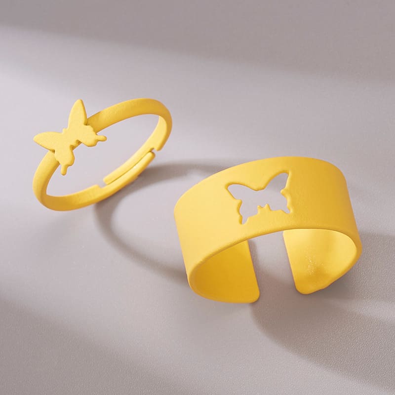 Cutout Adjustable Couple Ring Set