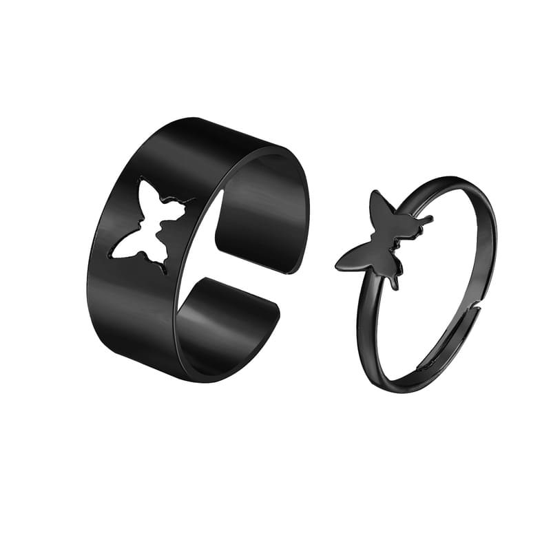 Cutout Adjustable Couple Ring Set