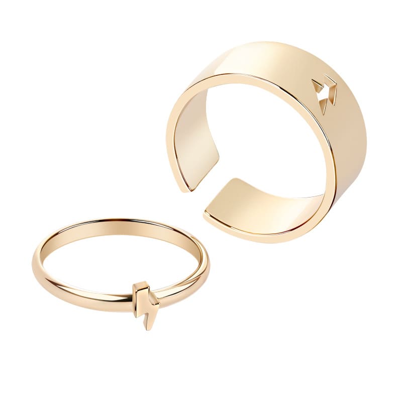 Cutout Adjustable Couple Ring Set