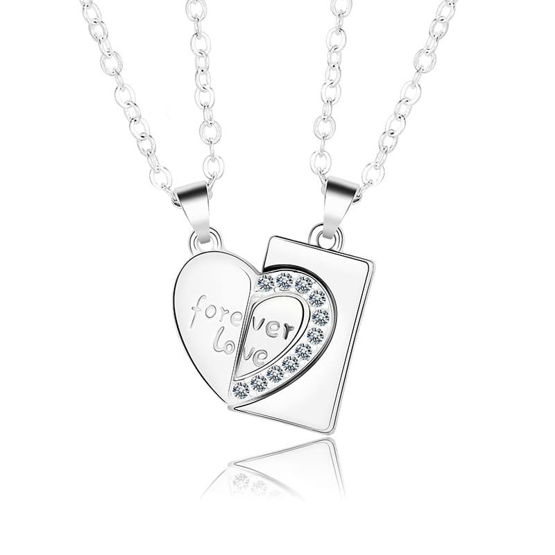 Hearts Always Connected Couples Necklace Set