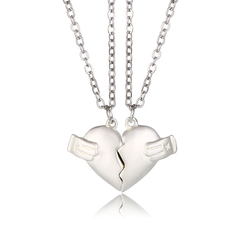 Heart Break Magnet Attract Necklace Set