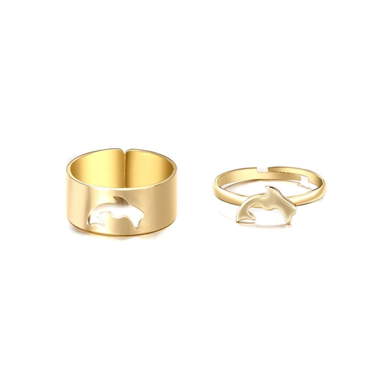 Cutout Adjustable Couple Ring Set