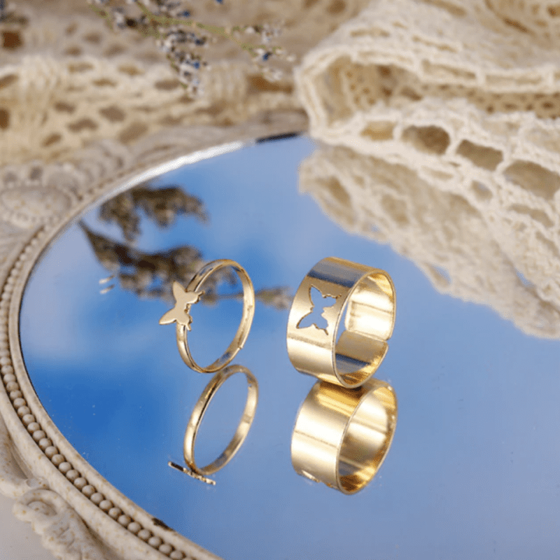 Cutout Adjustable Couple Ring Set