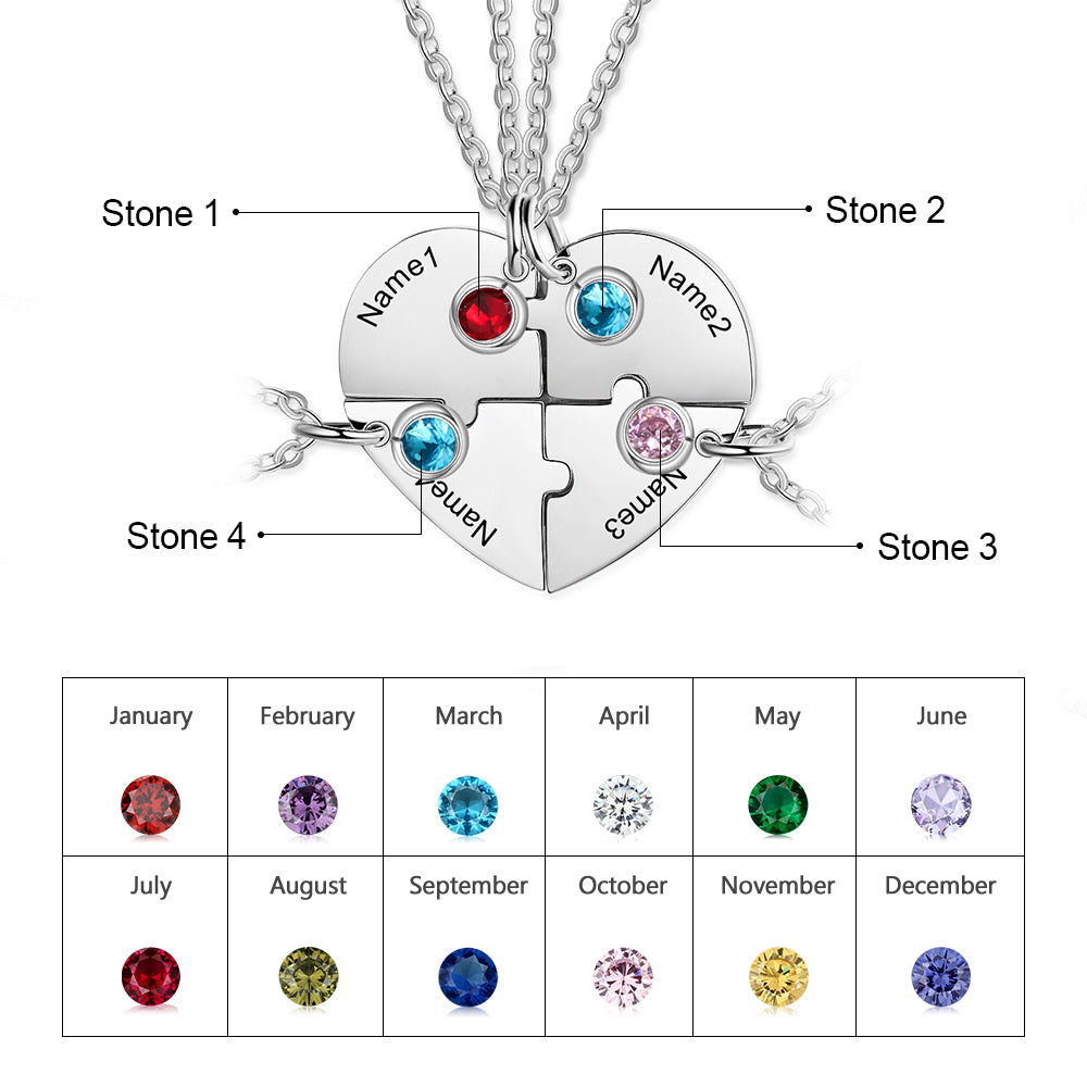 👭Heart Birthstone Puzzle Necklace 2 - 8 Pieces👯