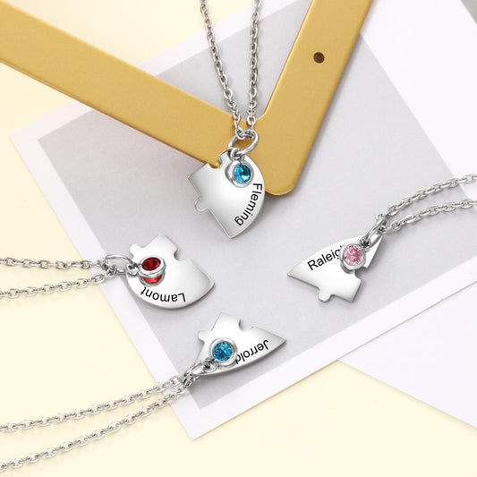 👭Heart Birthstone Puzzle Necklace 2 - 8 Pieces👯