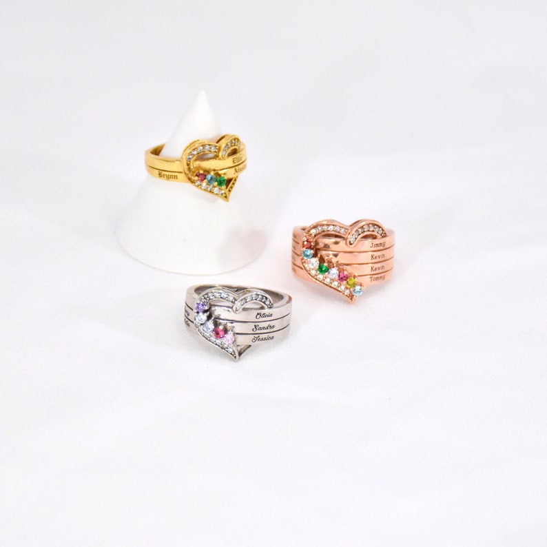 Customized Heart Birthstone Ring