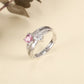 Customized Engarving Heart Birthstone Flower Ring