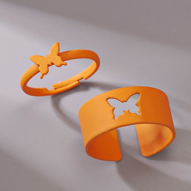 Cutout Adjustable Couple Ring Set