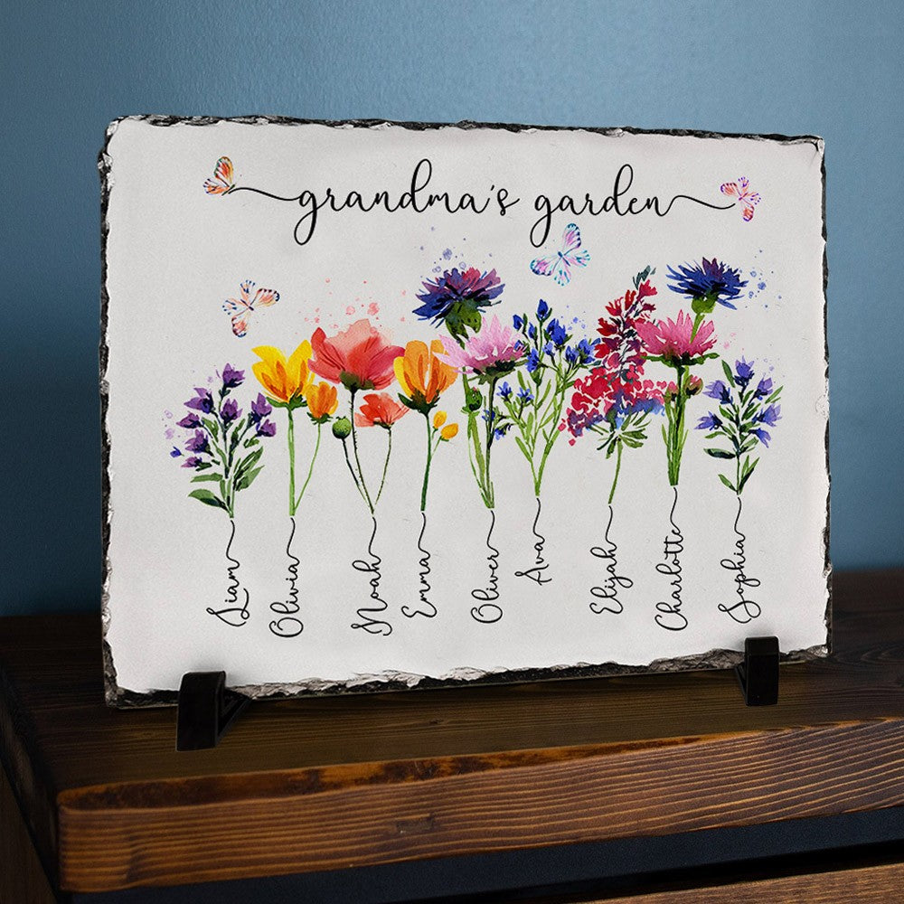 Personalized frame garden Sign With Grandchildren Names and Birth Flower For Mother's Day Gift