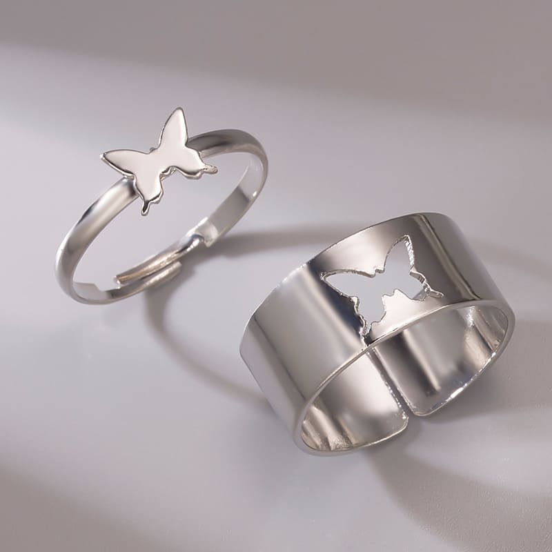 Cutout Adjustable Couple Ring Set