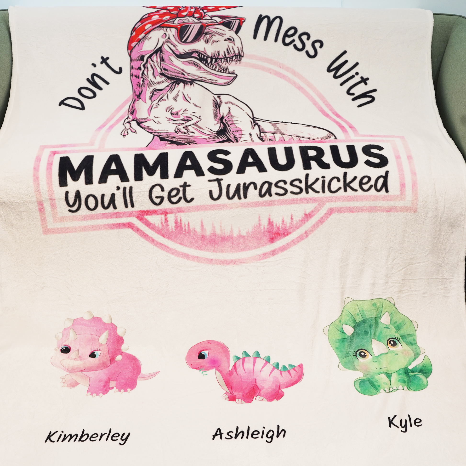 Don't Mess With Mamasaurus Blanket, Mama Blanket, Dinosaur Blanket, Custom  Name Blanket, Family Blanket