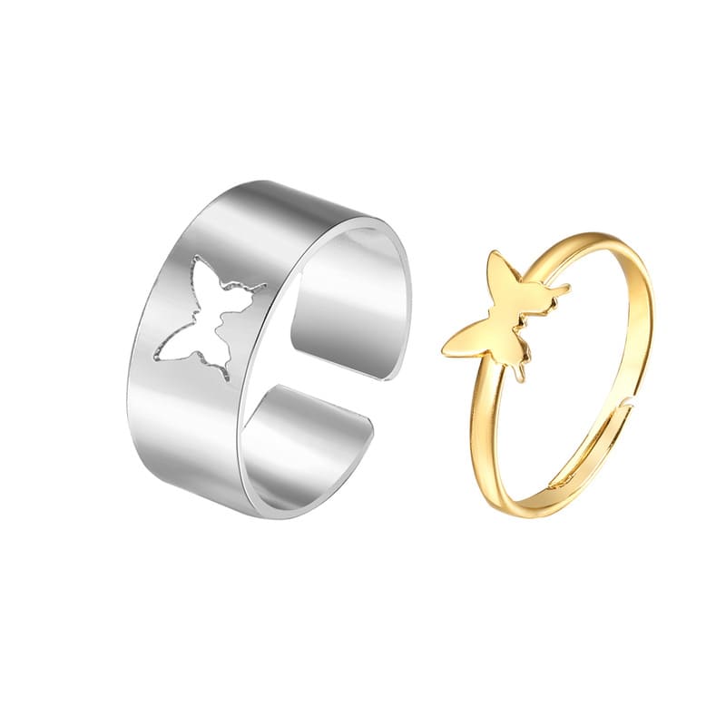 Cutout Adjustable Couple Ring Set