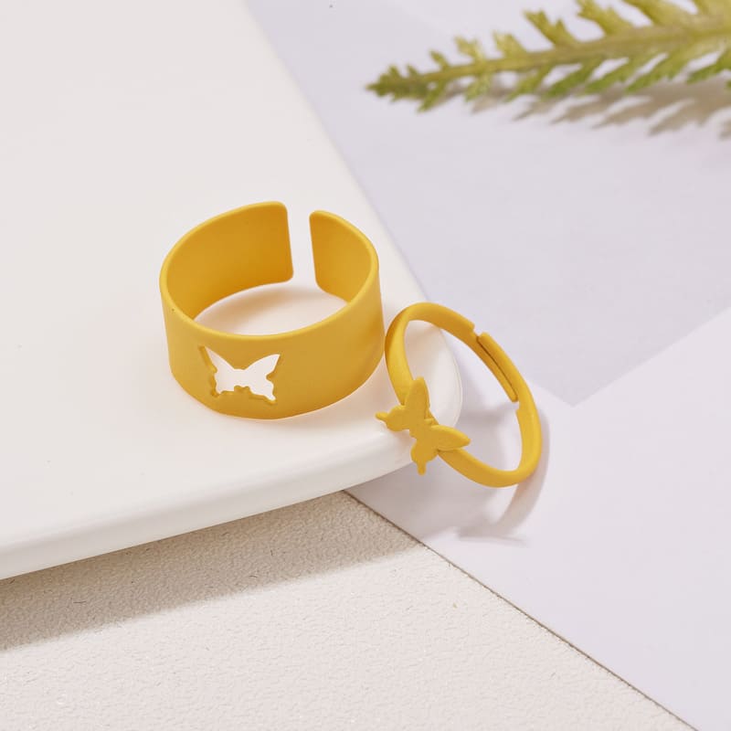 Cutout Adjustable Couple Ring Set