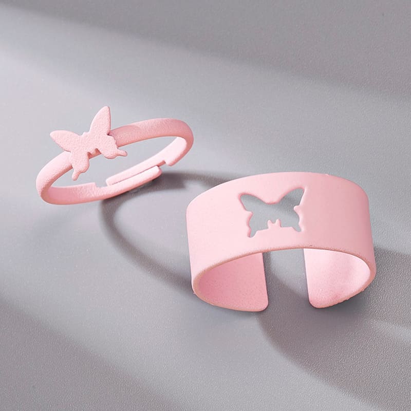 Cutout Adjustable Couple Ring Set