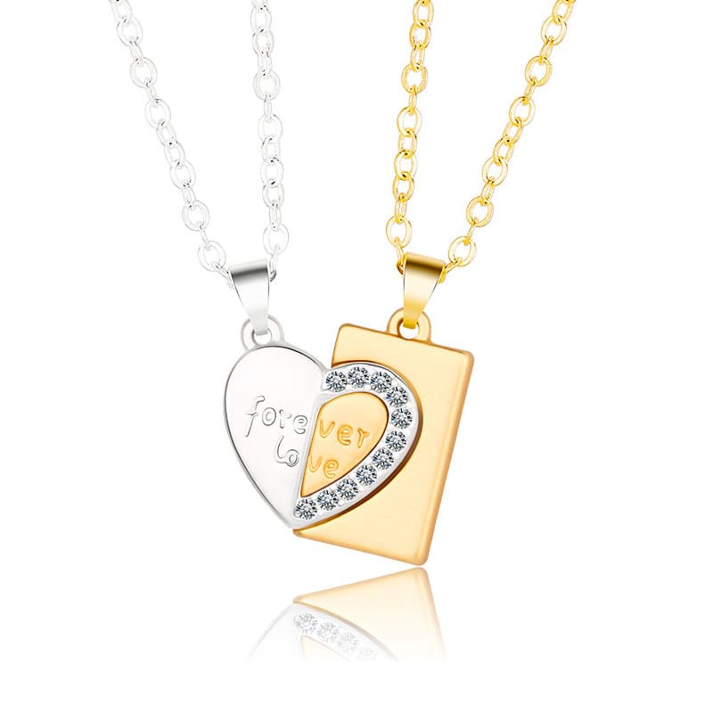 Hearts Always Connected Couples Necklace Set