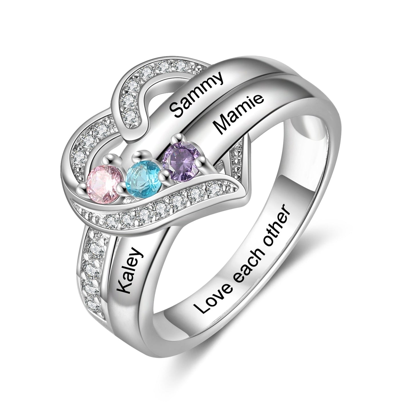 Customized Heart Birthstone Ring