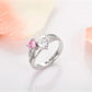 Customized Engarving Heart Birthstone Flower Ring